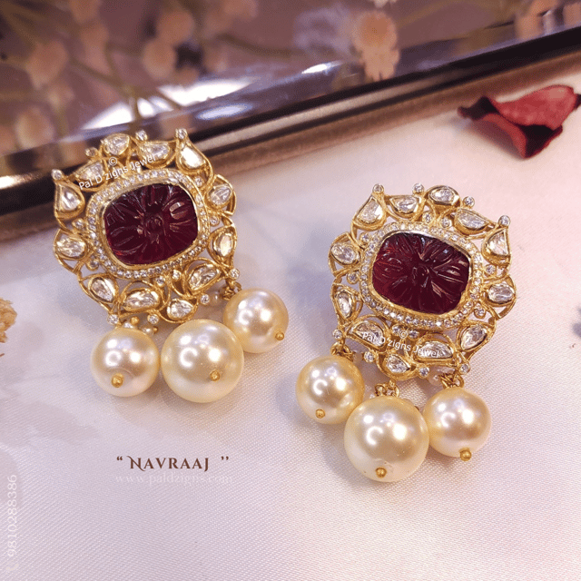 Navraaj Moissanite Polki Studs