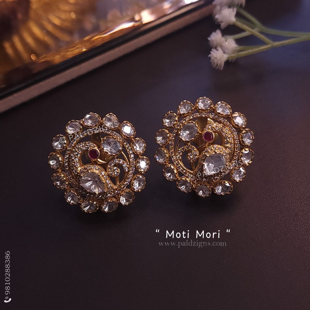 Moti Mori Moissanite Polki Stud