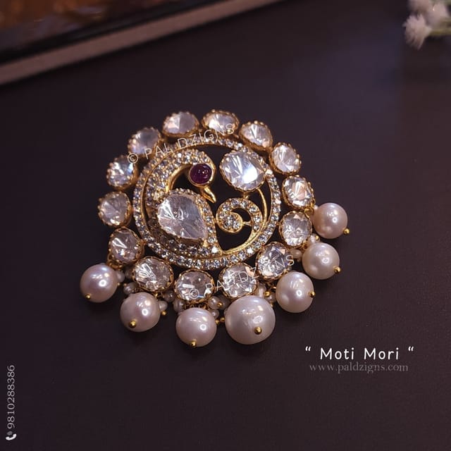 Moti Mori Moissanite Polki Pendant