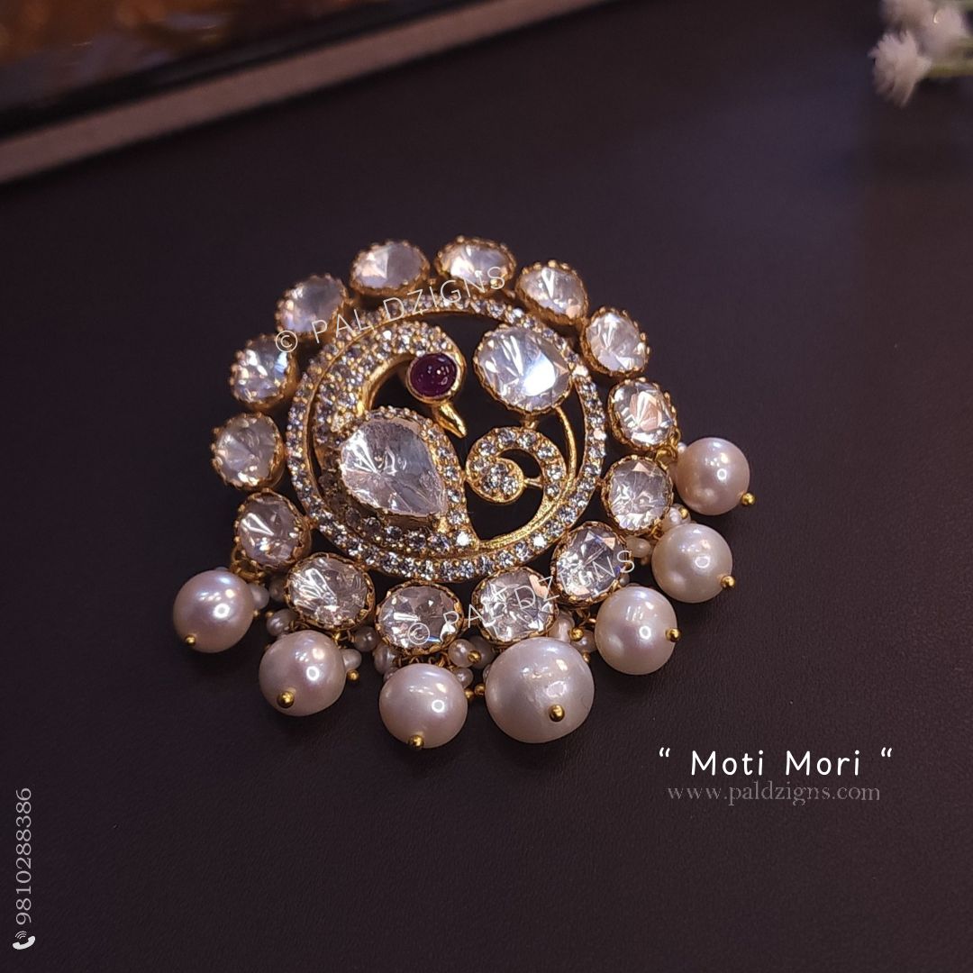 Moti Mori Moissanite Polki Pendant