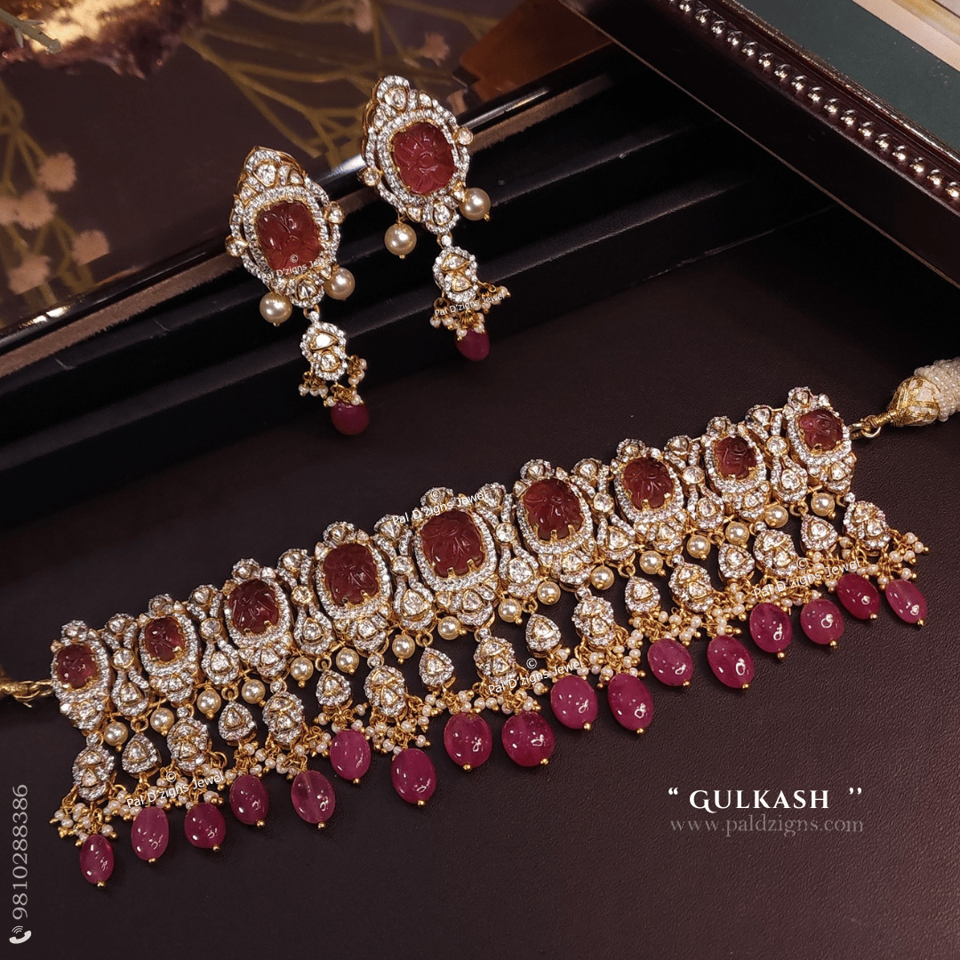 Gulkash Moissanite Polki Choker Set