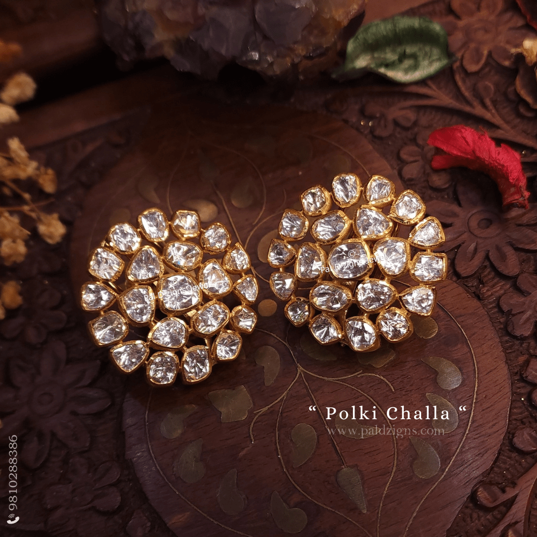 Polki Challa Moissanite Polki Stud