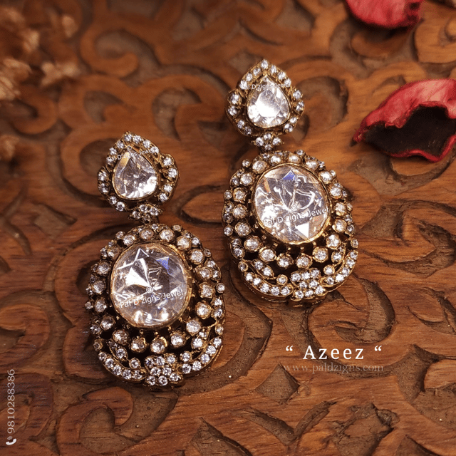 Azeez Moissanite Polki Earrings