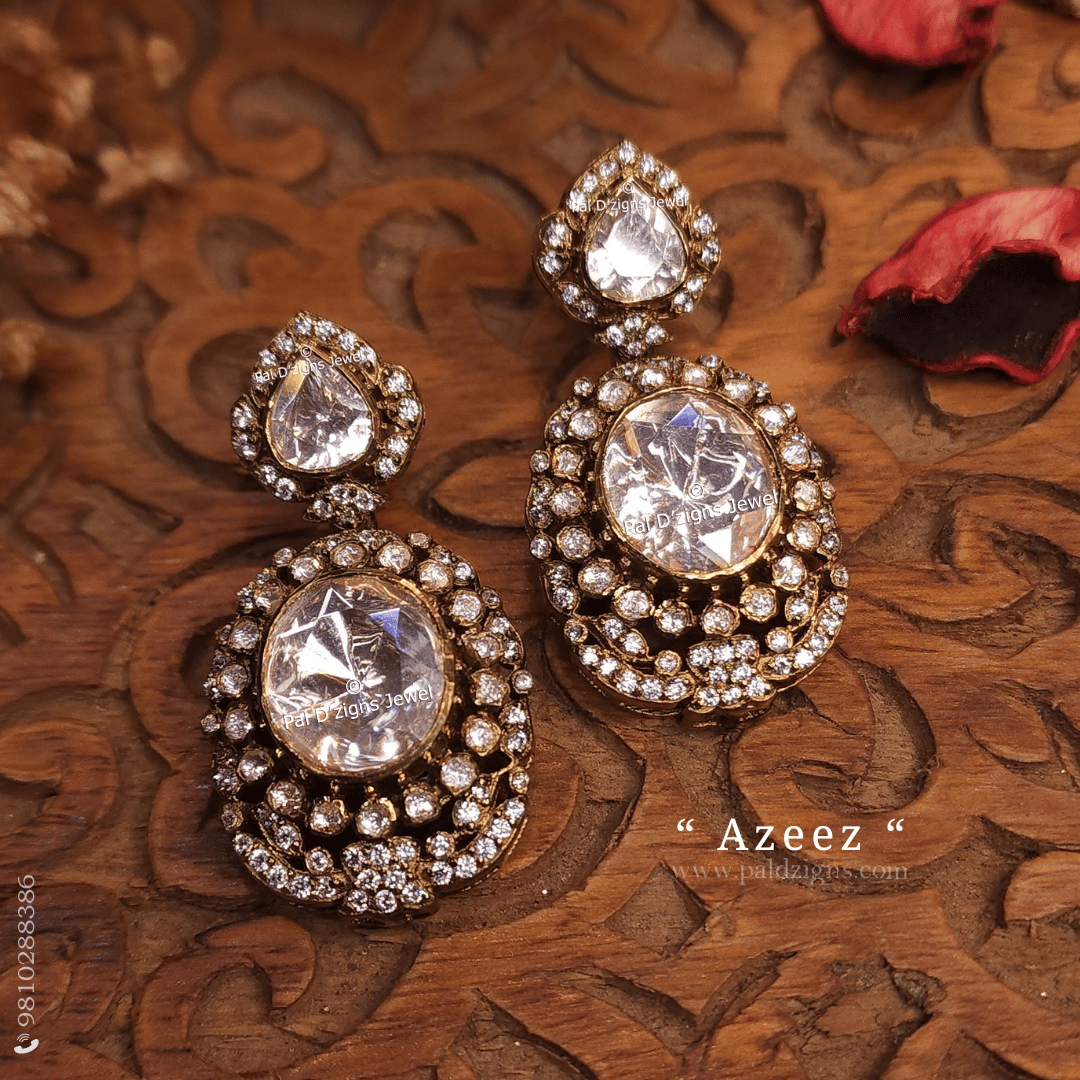 Azeez Moissanite Polki Earrings