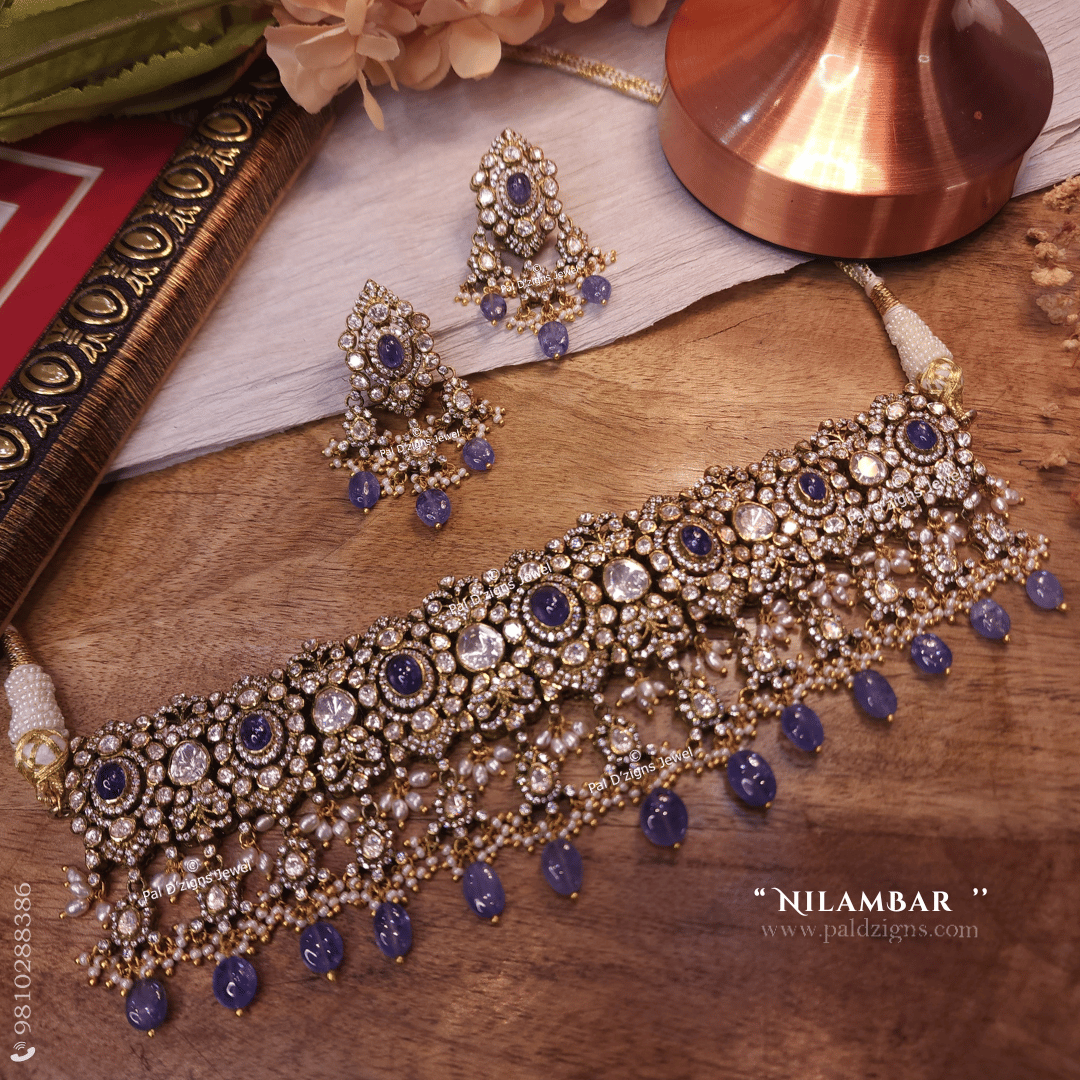 Nilambar Moissanite Polki Choker Set