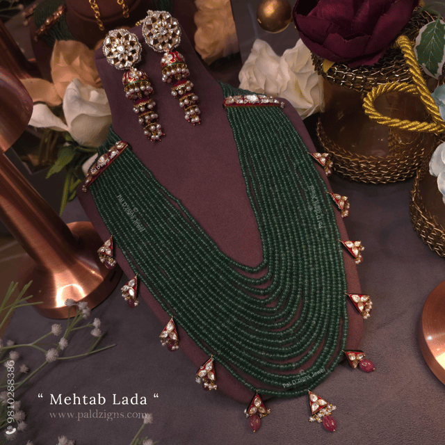 Mehtab Lada Moissanite Polki Long Necklace Set