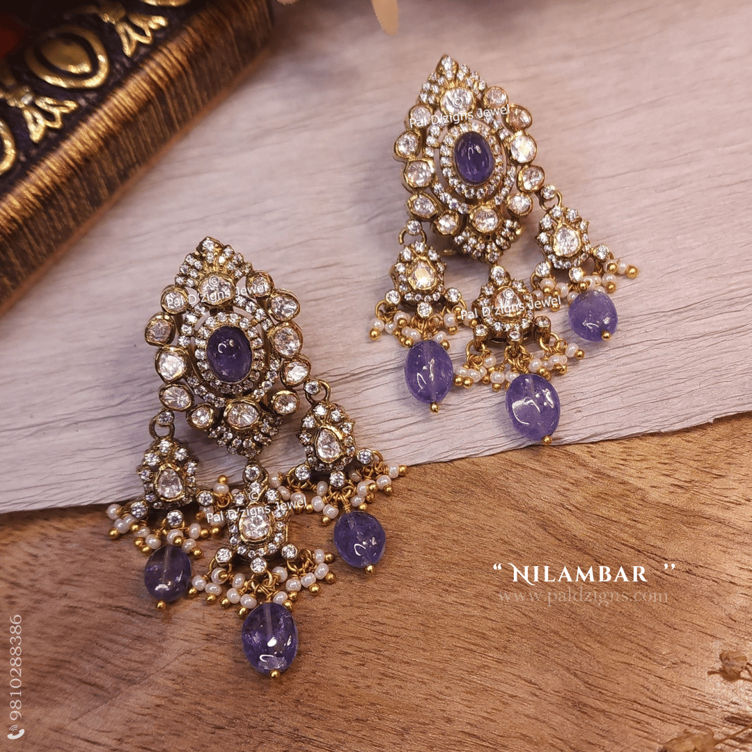 Nilambar Moissanite Polki Earrings