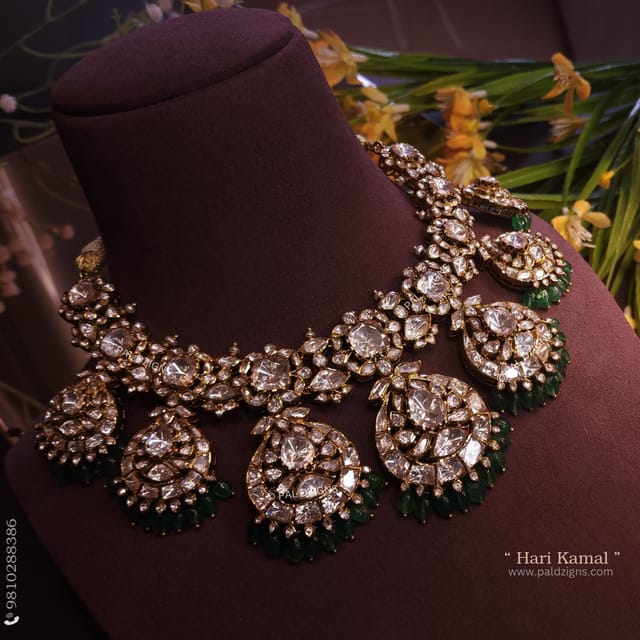 Hari Kamal Moissanite Polki Necklace
