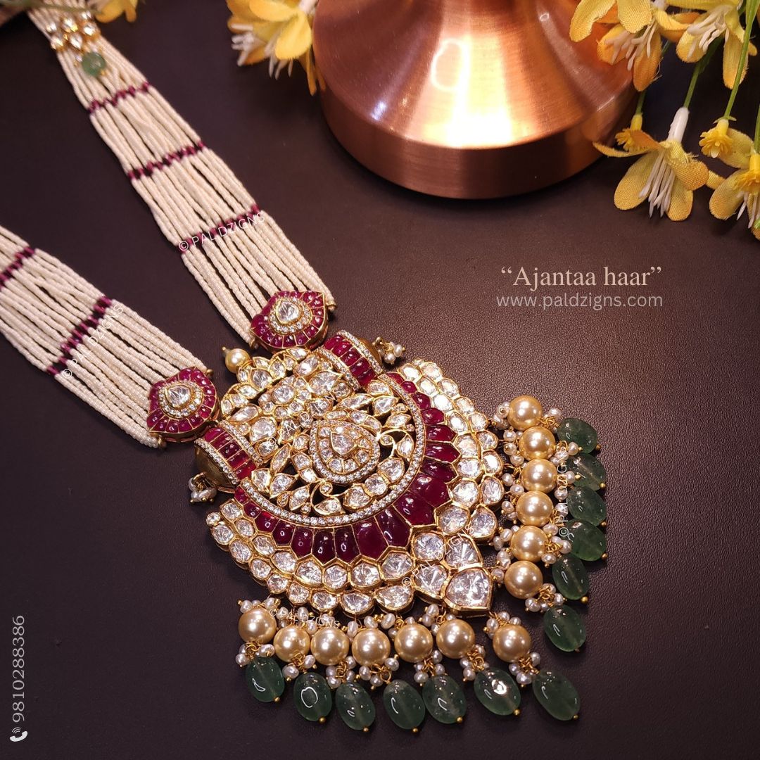 Ajantaa Haar-Moissanite Polki Pendant Necklace