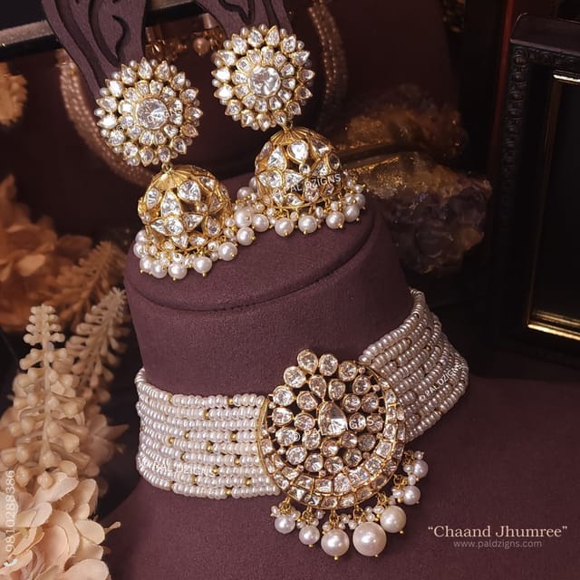 Chaand Jhumree Moissanite Polki Choker Set