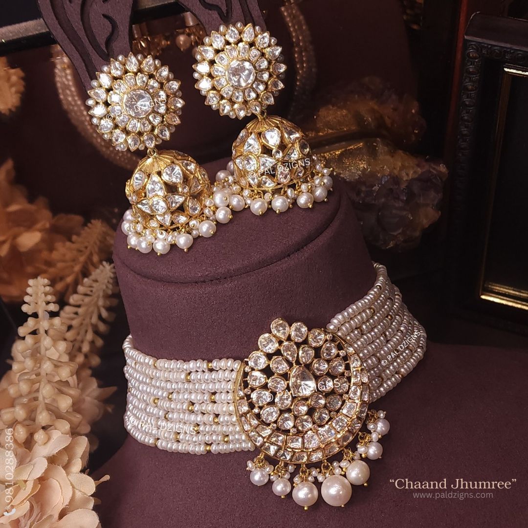 Chaand Jhumree Moissanite Polki Choker Set