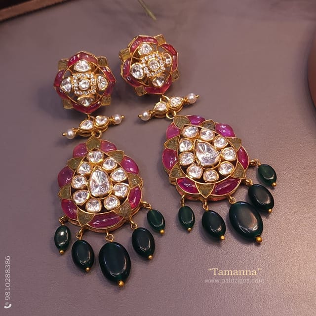 Tamanna Earings in Moissanite Polkis