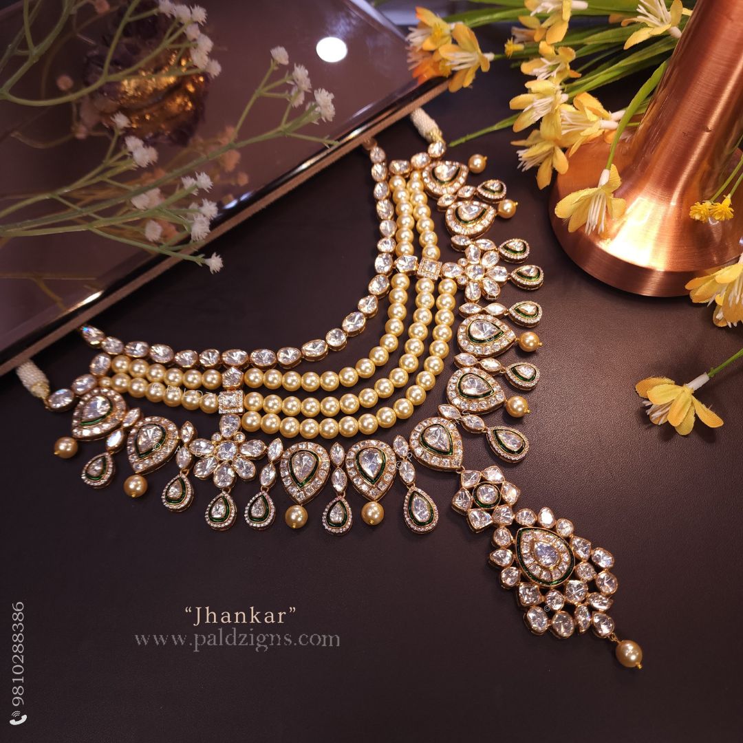 Jhankar Moissanite Polki Necklace