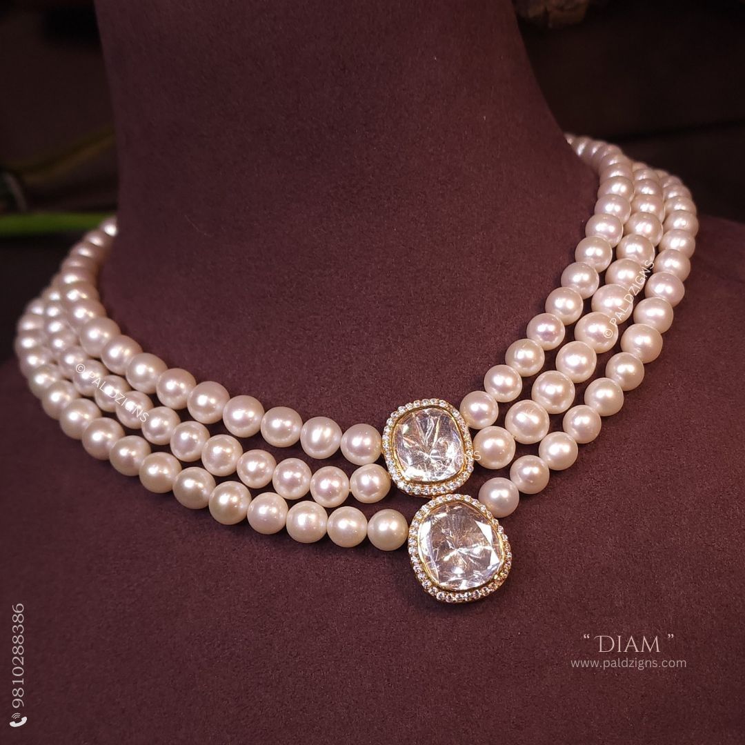 Diam Moissanite Polki Necklace