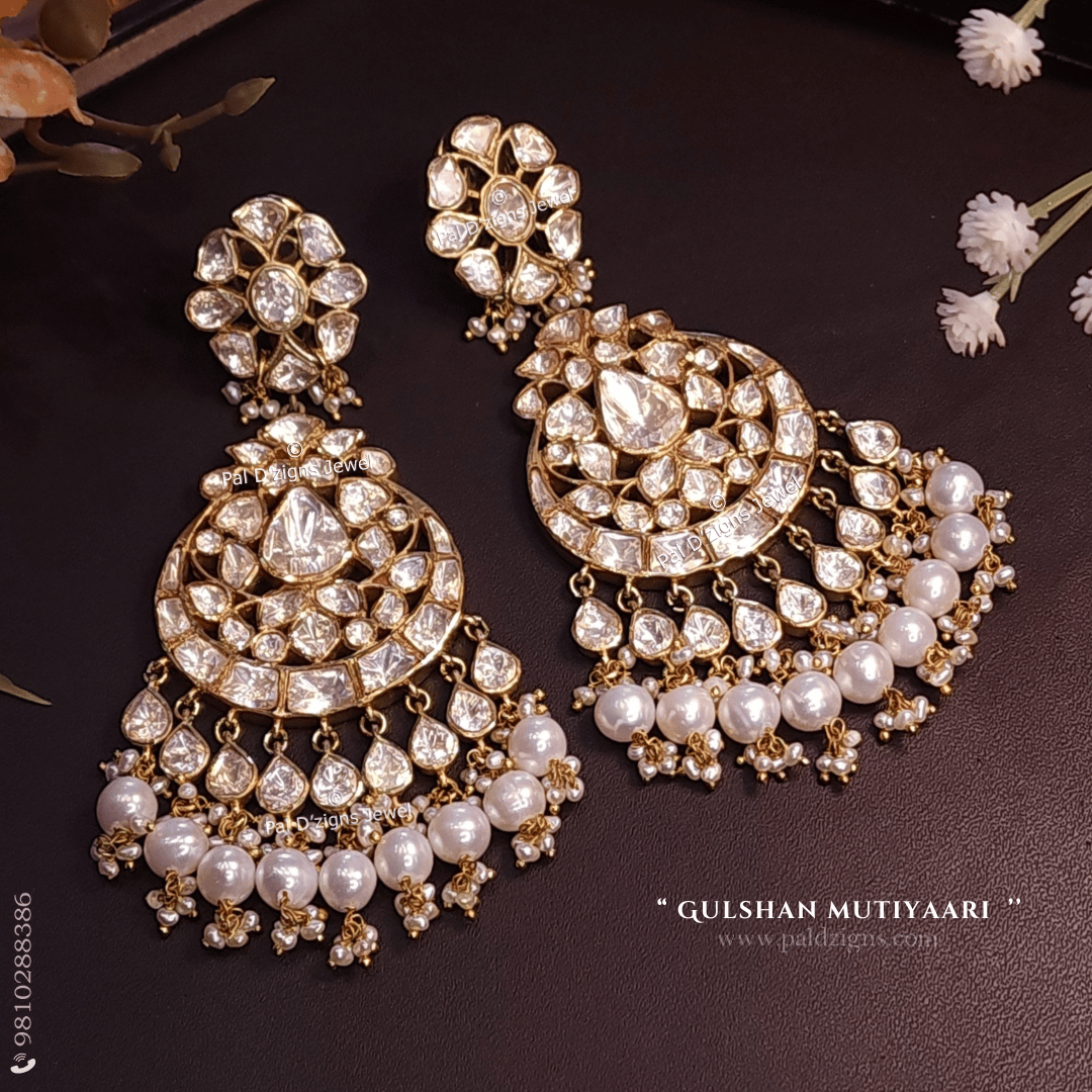 Gulshan Mutiyaari Moissanite Polki Earrings