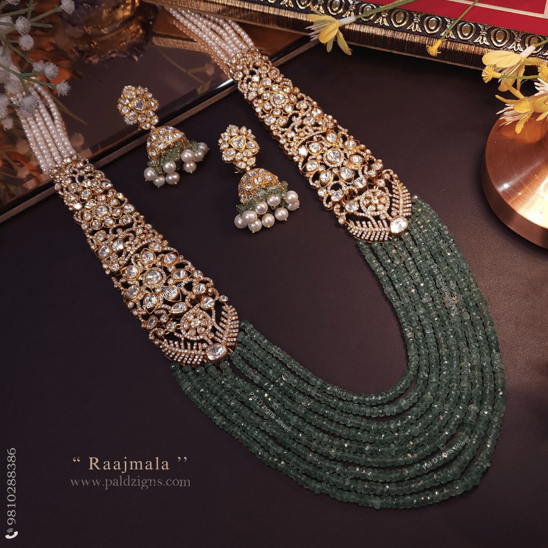 Raajmala Moissanite Polki Long Necklace Set