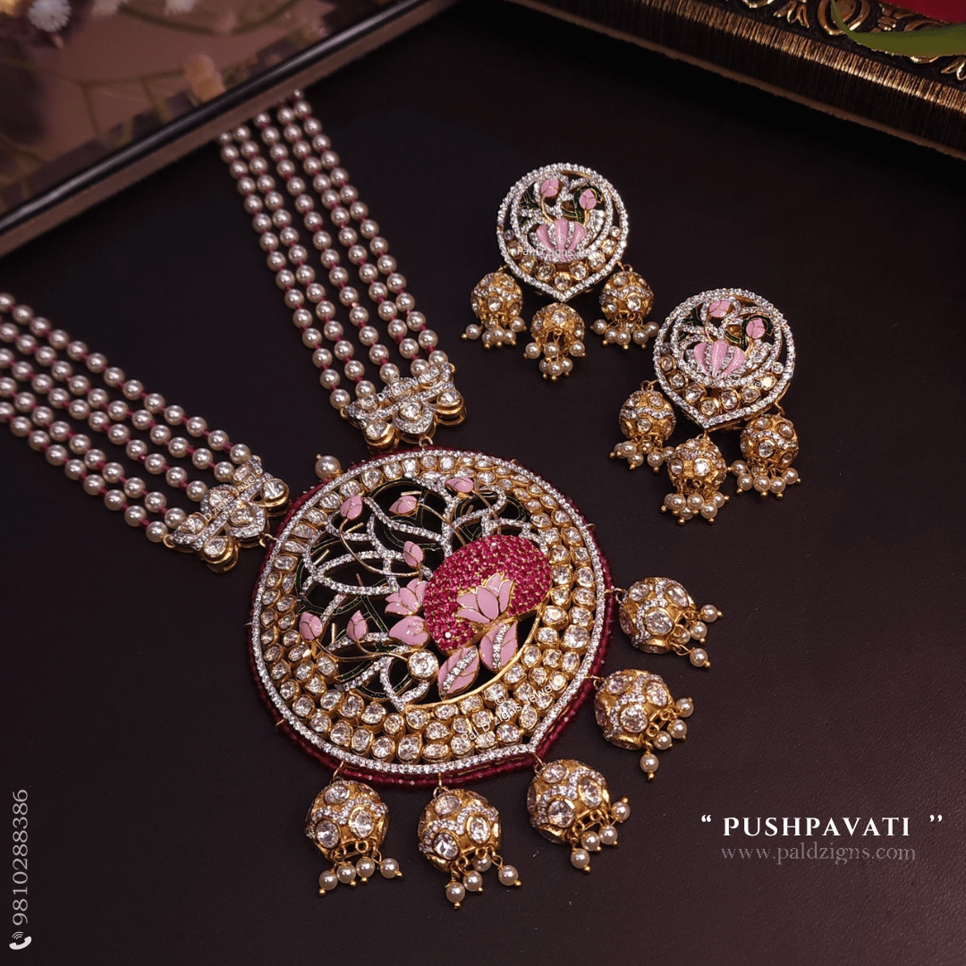 Pushpavati Moissanite Polki Pendant Set