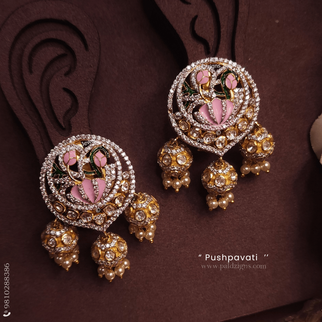 Pushpavati Moissanite Polki Earrings