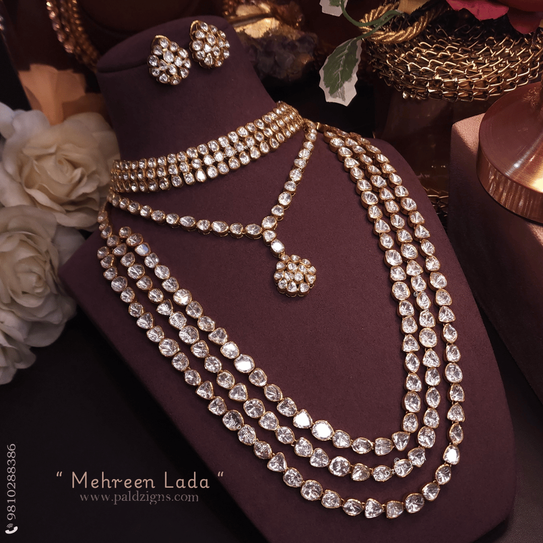 Mehreen Lada Moissanite Polki Combo Necklace Set