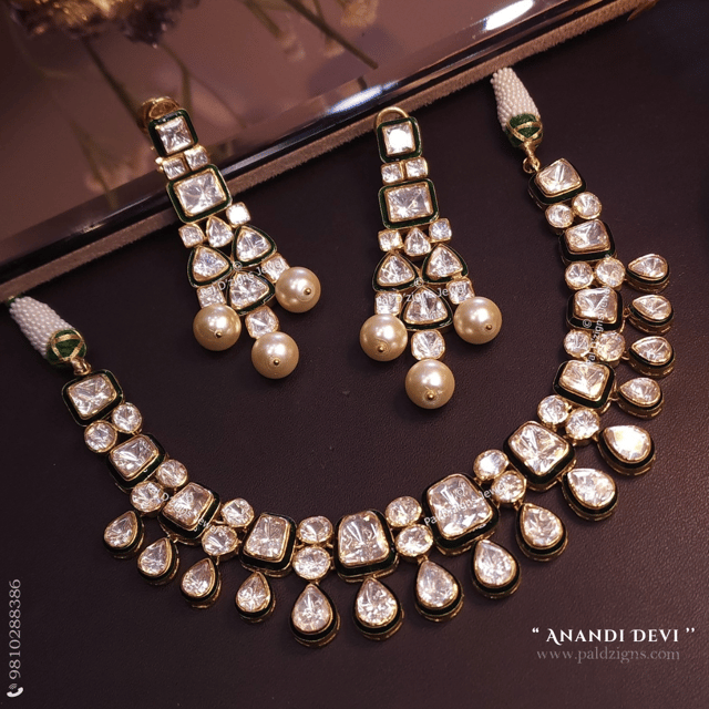 Anandi Devi Moissanite Polki Necklace Set