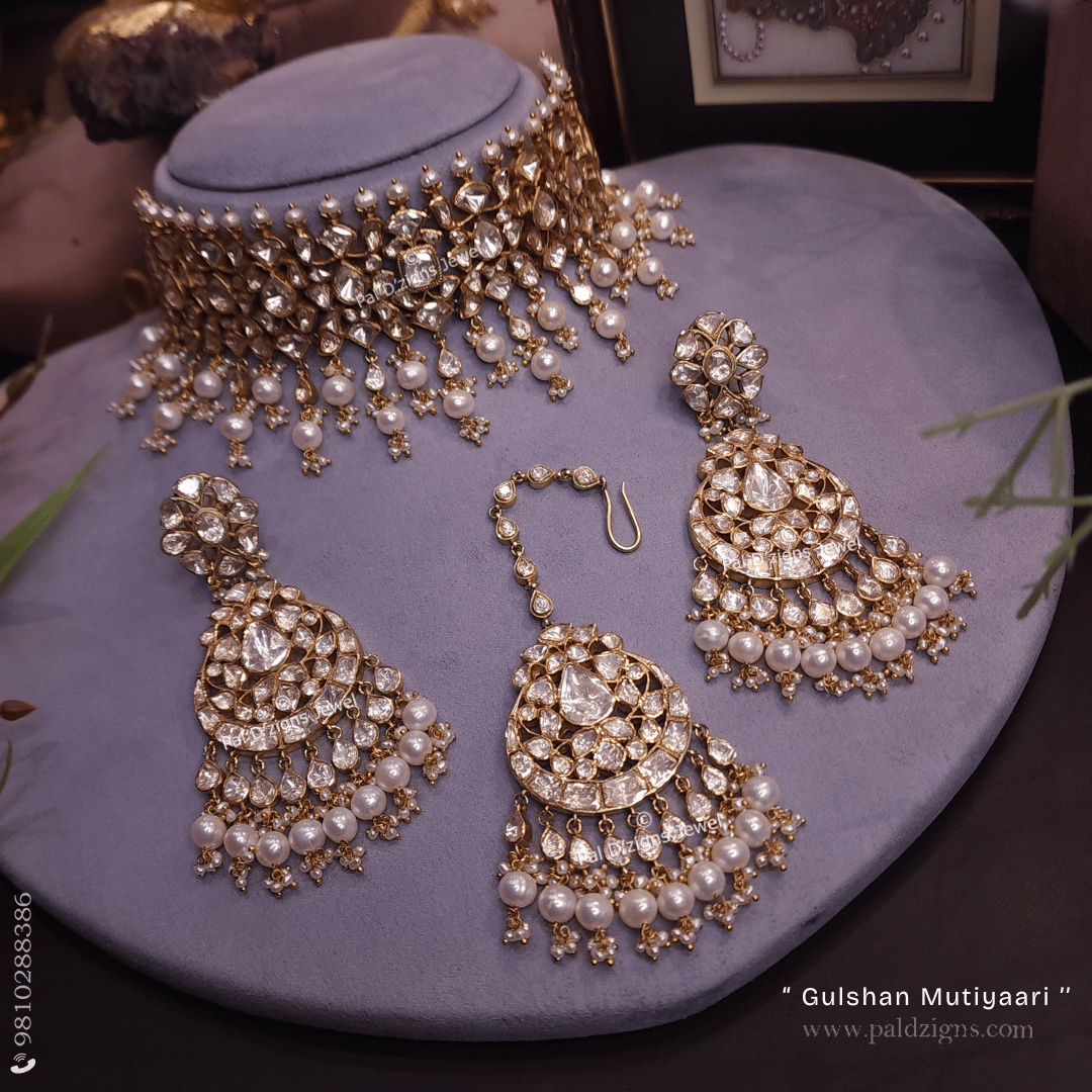 Gulshan Mutiyaari Moissanite Polki Choker Set And Tikka Combo