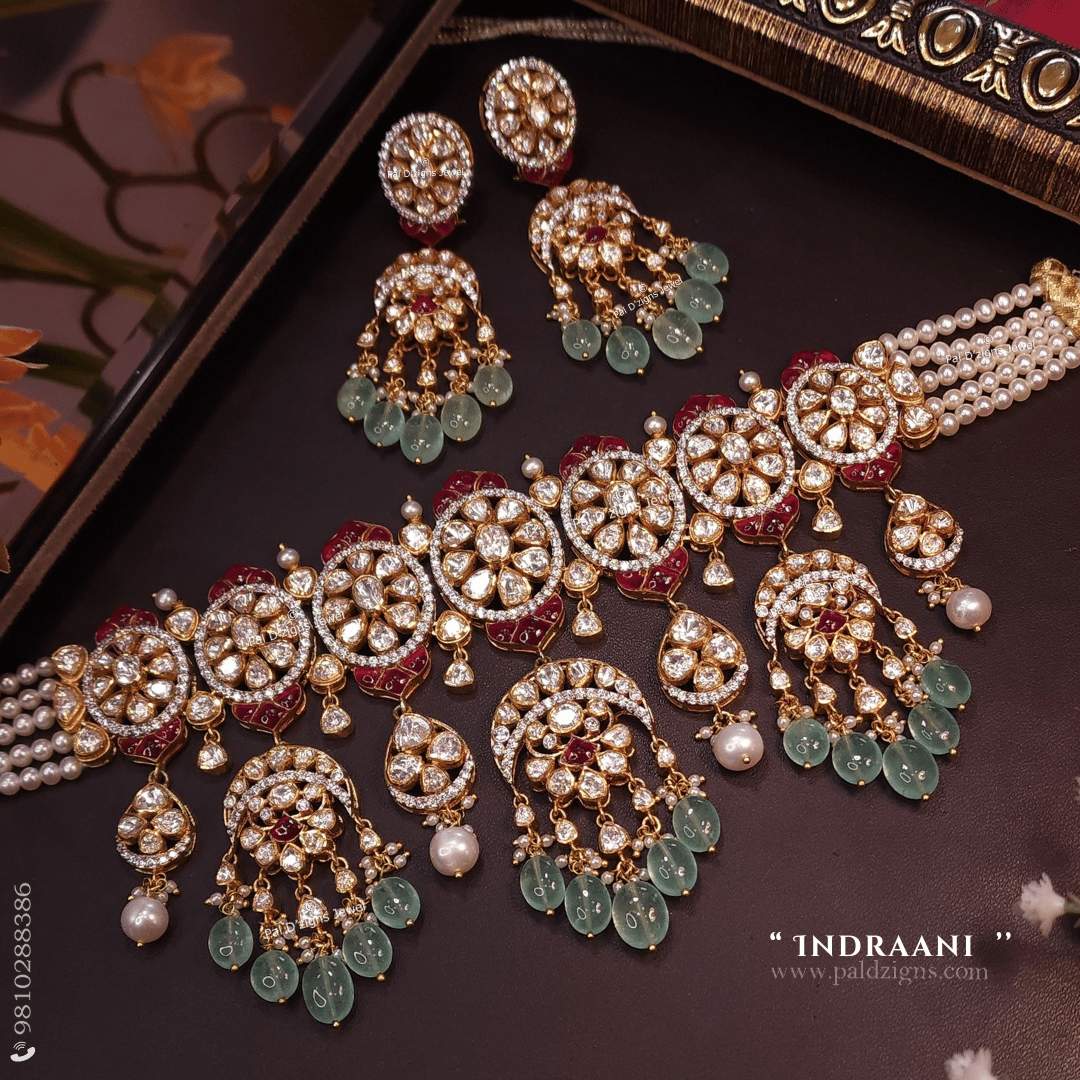 Indraani Moissanite polki Choker Set