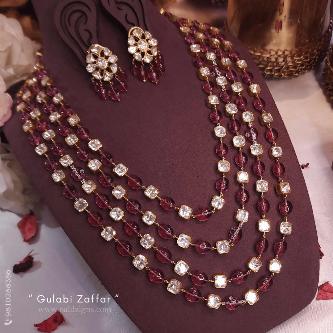 Gulabi Zaffar Moissanite Polki Necklace Set