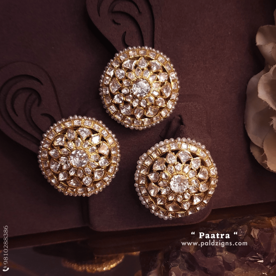 Paatra Combo Moissanite Polki Stud And Ring