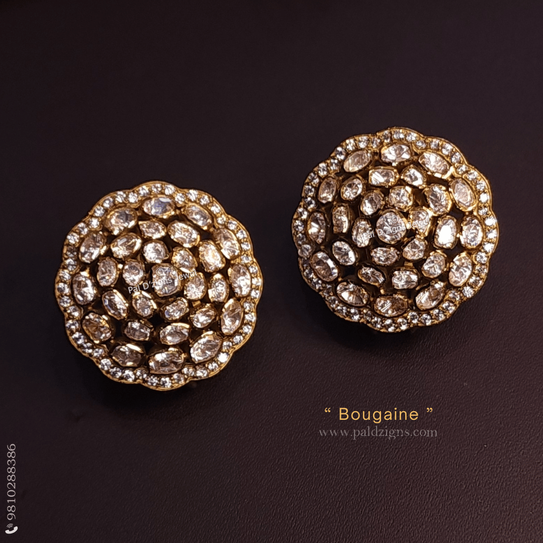 Bougaine Antique Moissanite Polki Studs