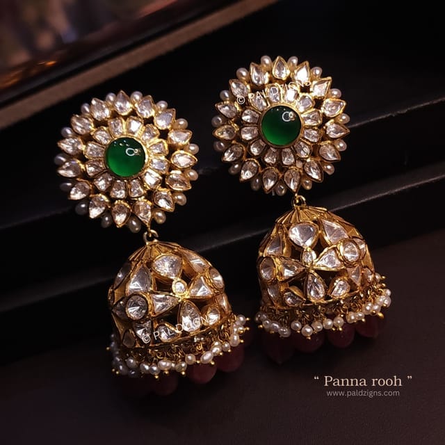 Panna Rooh Moissanite Polki Jhumree