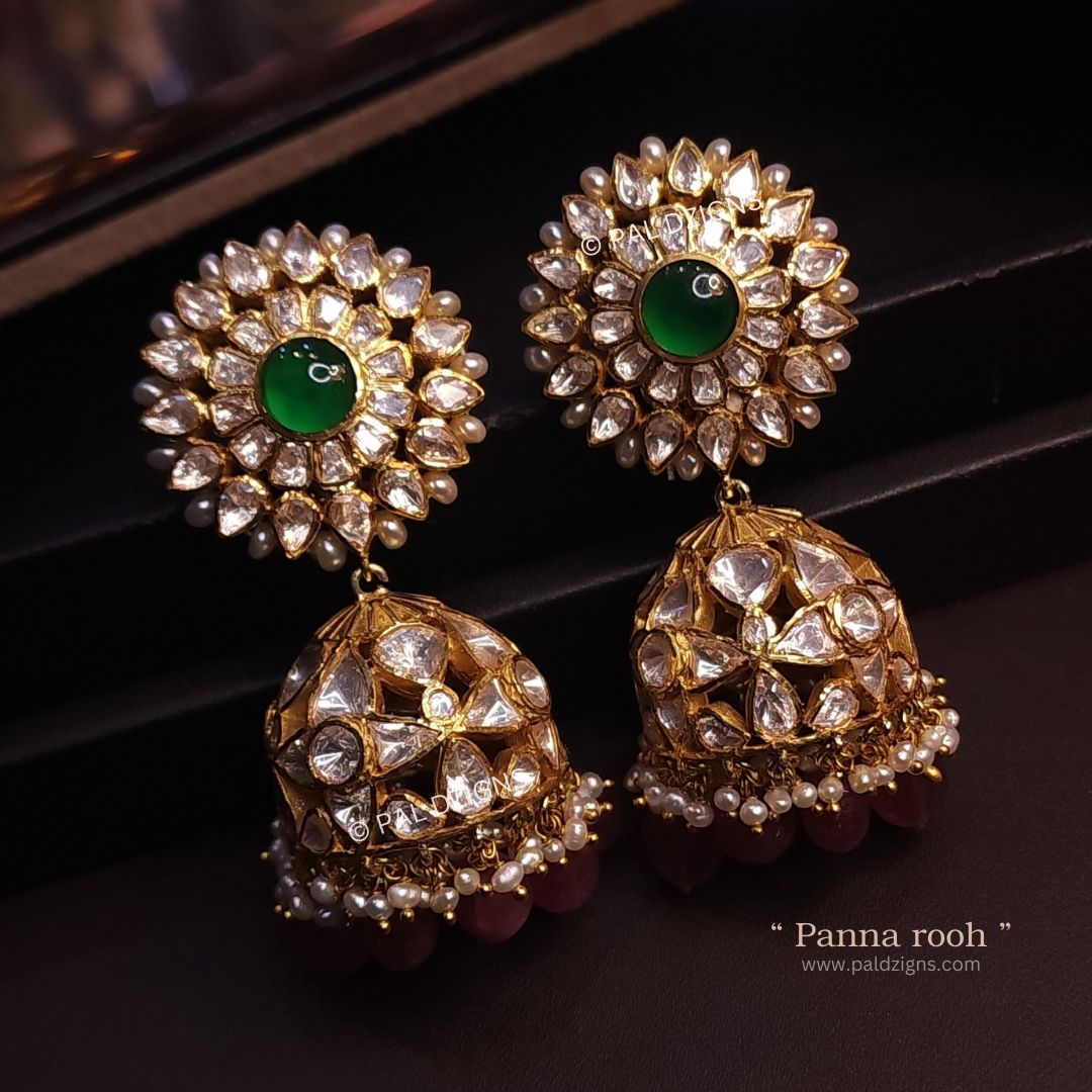 Panna Rooh Moissanite Polki Jhumree
