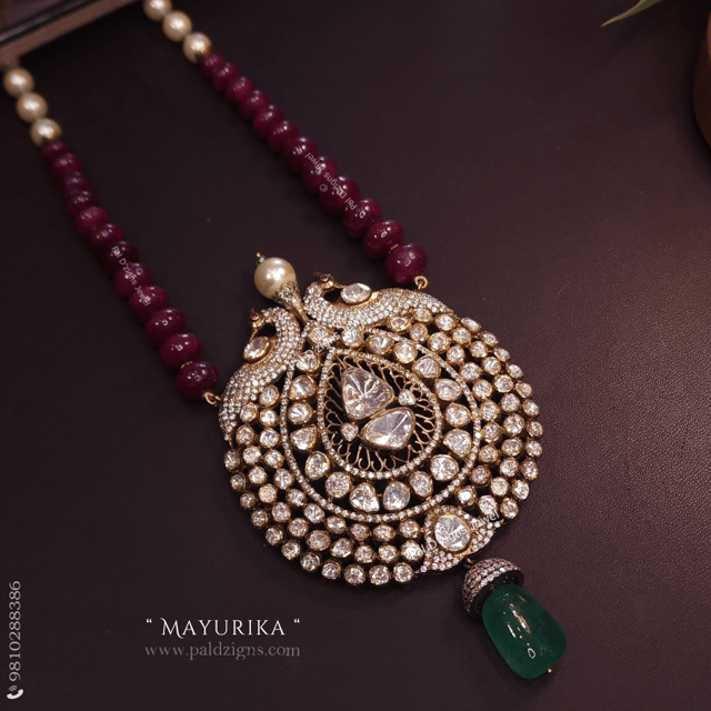 Mayurika Moissanite Polki Pendant