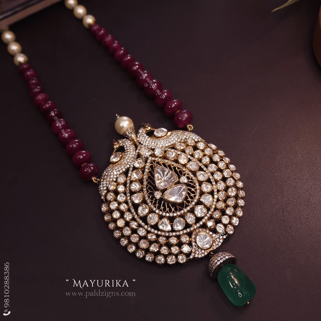 Mayurika Moissanite Polki Pendant