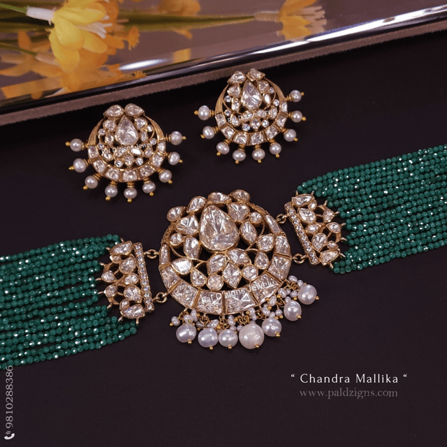 Chandra Mallika Moissanite Polki Choker Set