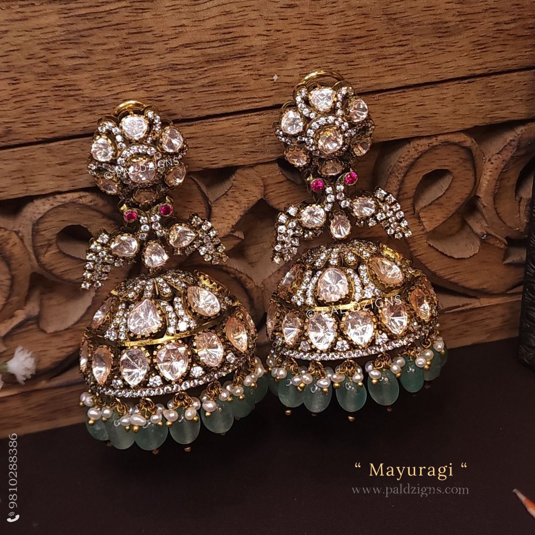 Mayuragi Moissanite Polki Jhumki