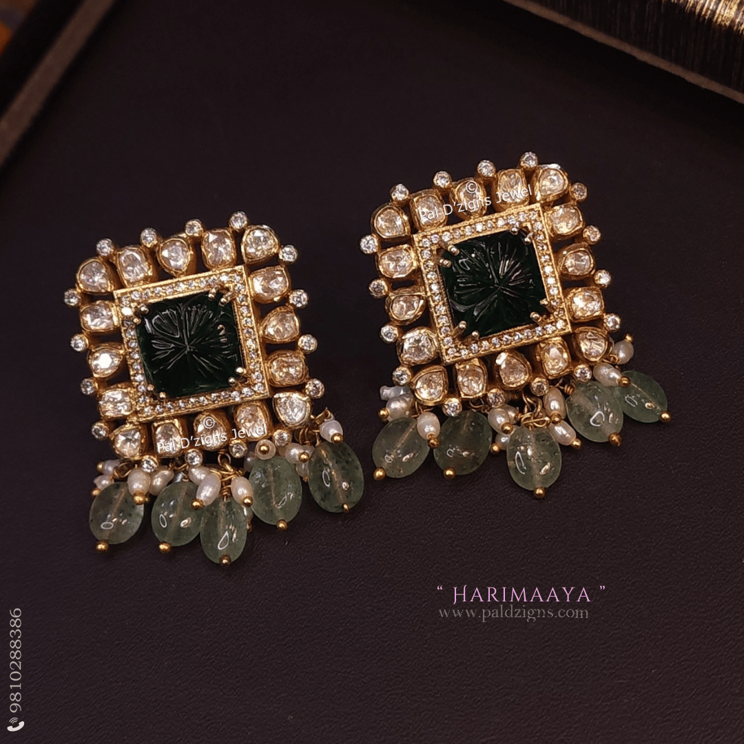 Harimaaya Moissanite Polki Studs
