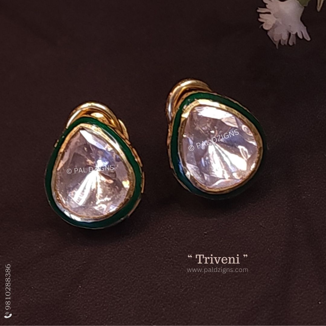Triveni Moissanite Polki Stud