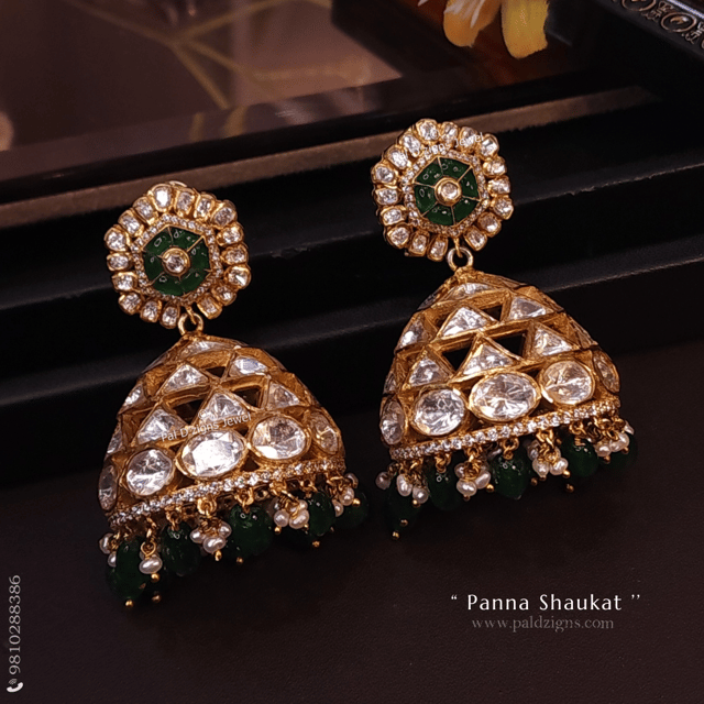 Panna Shaukat Moissanite Polki Jhumki