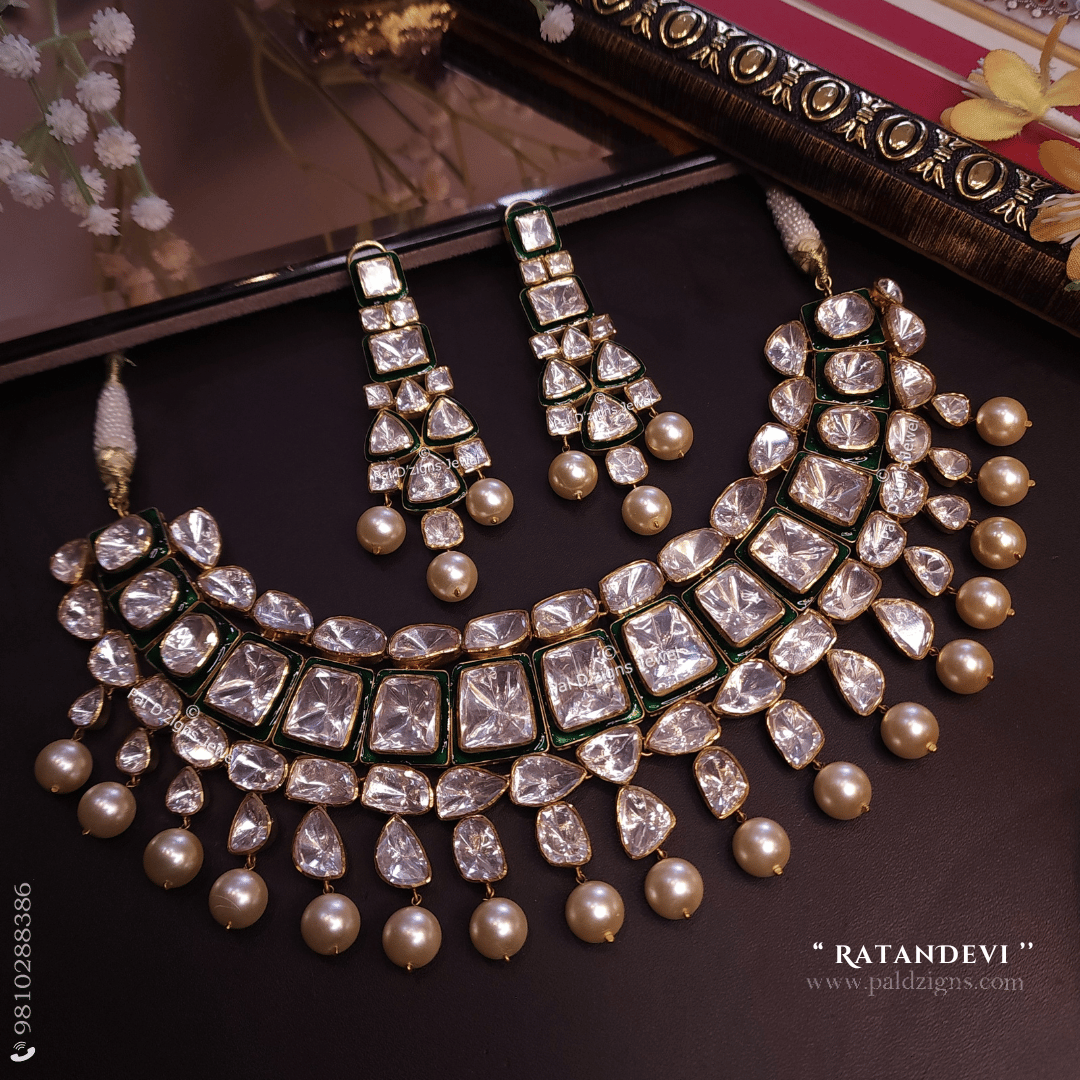Ratan Devi Moissanite Polki Necklace Set