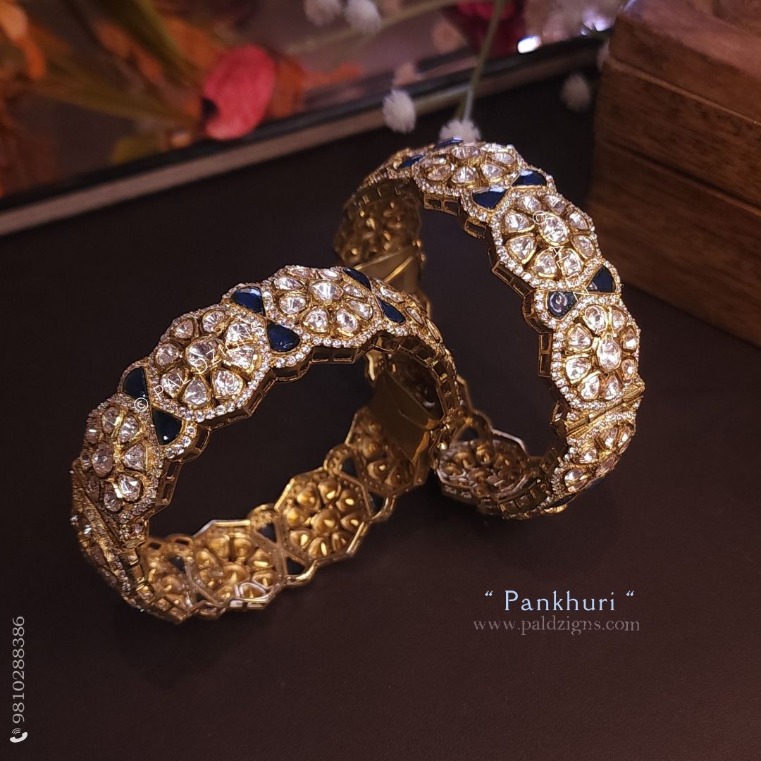 Pankhuri 2-6" Size Moissanite Polki Bangles (Pair)