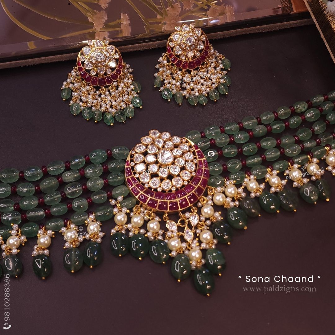 Sona Chaand (Chothi) Moissanite Polki Choker Set