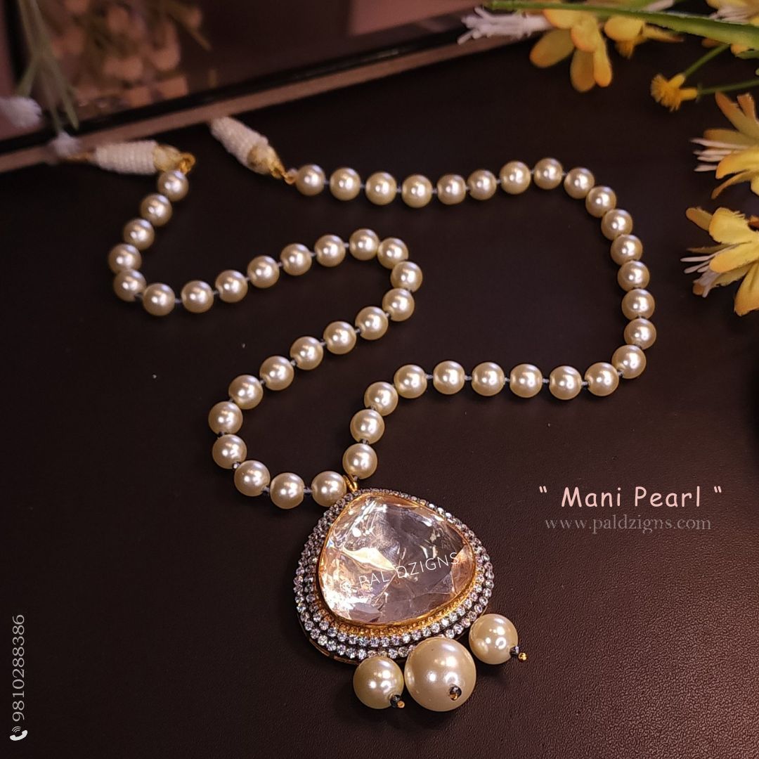 Mani Pearl Moissanite Polki Pendant