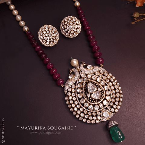 Mayurika Bougaine Moissanite Polki Pendant Set Mayurika Bougaine Moissanite Polki Pendant Set