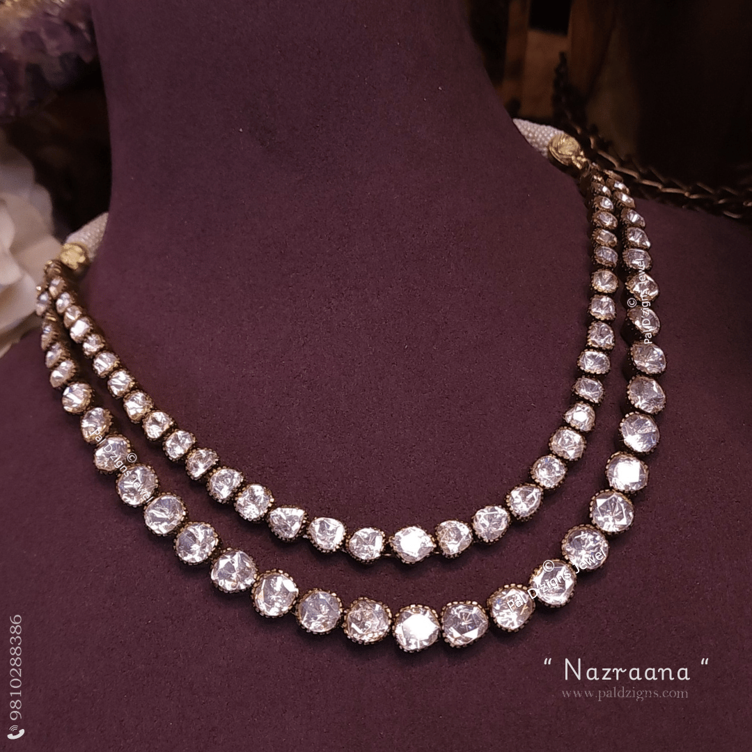 Nazraana Antique Moissanite Polki Necklace