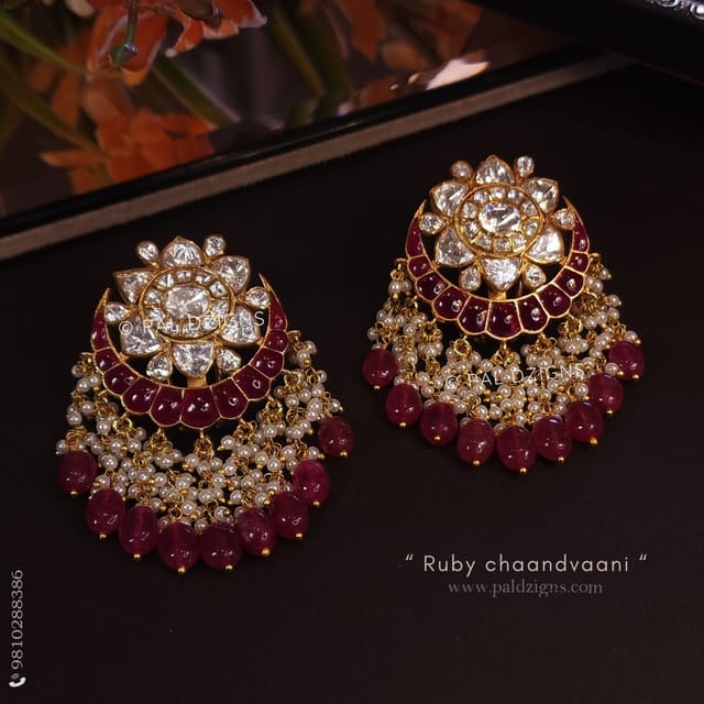Ruby Chaandvaani Moissanite Polki Earrings