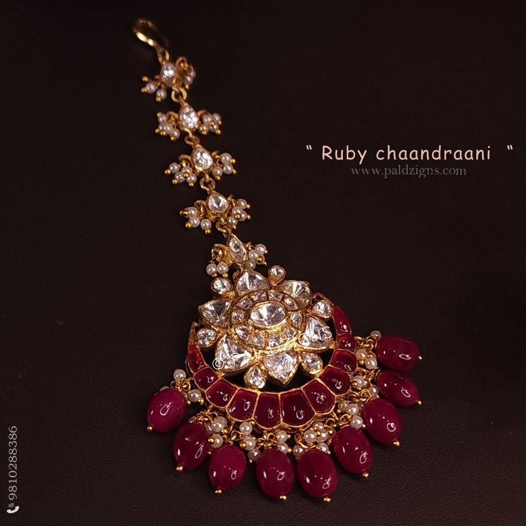 Ruby Chaandraani Moissanite Polki Maangtikka