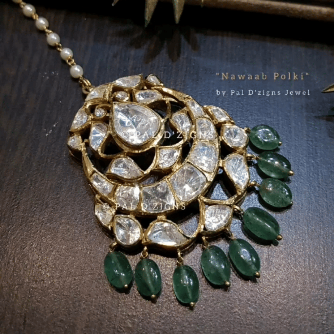 Nawaab Polki Small Maangtikka in Moissanite