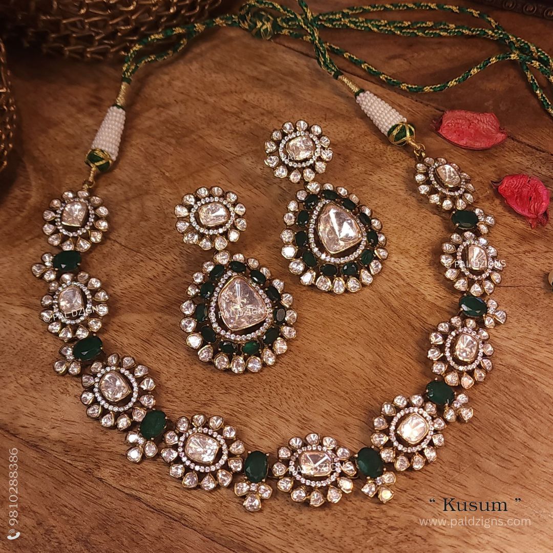 Kusum Moissanite Polki Necklace Set