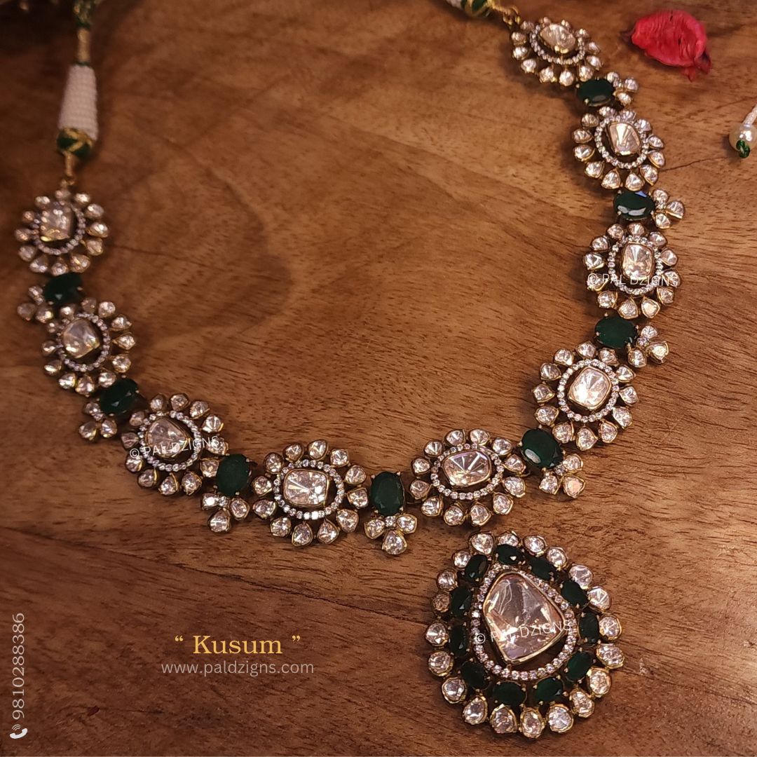 Kusum Moissanite Polki Detachable Pendant