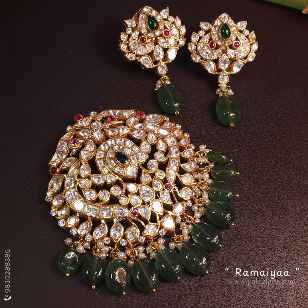 Ramaiyaa Moissanite Polki Pendant Set
